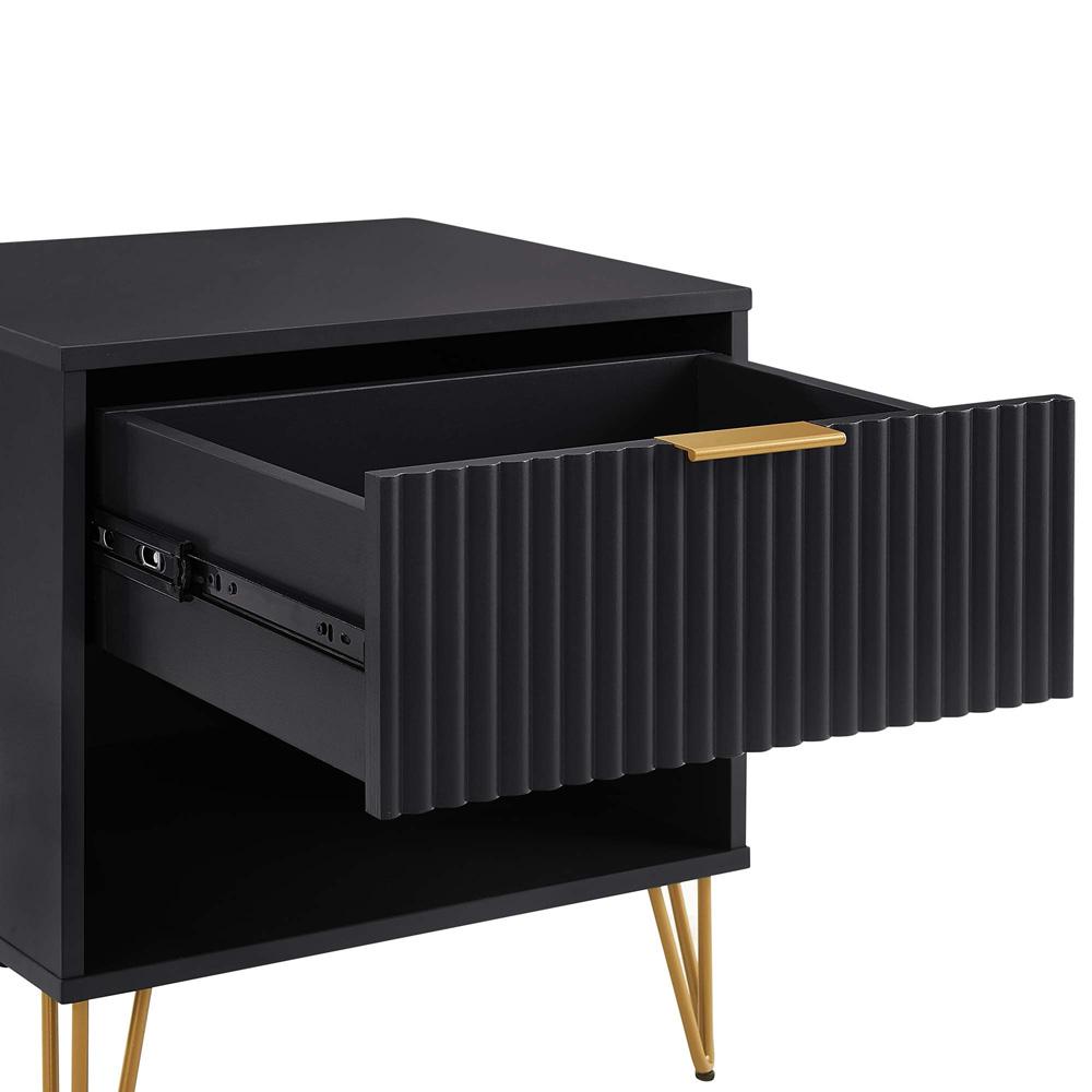 Manhattan Comfort - DUMBO Nightstand with 2 Full Extension Drawers in Black - Set of 2 - 2-NS001-BK veiw 6