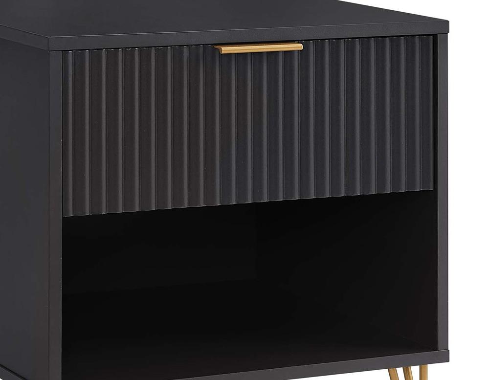 Manhattan Comfort - DUMBO Nightstand with 2 Full Extension Drawers in Black - Set of 2 - 2-NS001-BK veiw 8