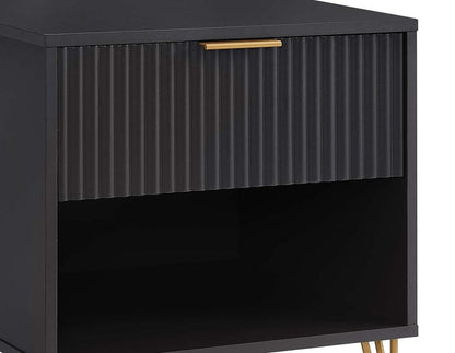 Manhattan Comfort - DUMBO Nightstand with 2 Full Extension Drawers in Black - Set of 2 - 2-NS001-BK veiw 8