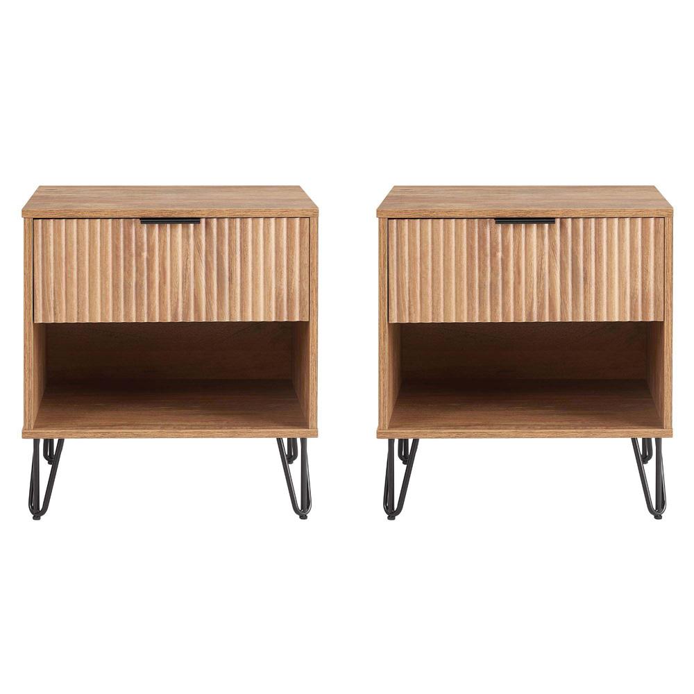 Manhattan Comfort - DUMBO Nightstand with 2 Full Extension Drawers in Golden Brown - Set of 2 - 2-NS001-GB veiw 1