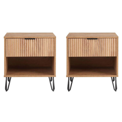 Manhattan Comfort - DUMBO Nightstand with 2 Full Extension Drawers in Golden Brown - Set of 2 - 2-NS001-GB veiw 1