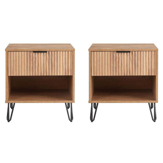 Manhattan Comfort - DUMBO Nightstand with 2 Full Extension Drawers in Golden Brown - Set of 2 - 2-NS001-GB veiw 1