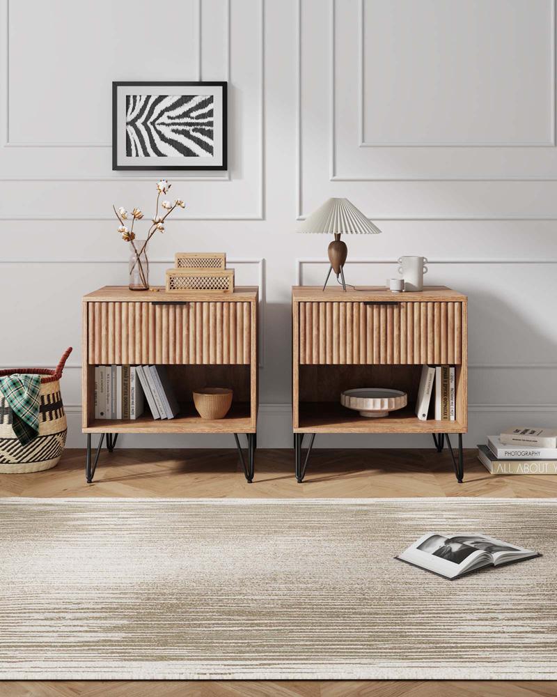 Manhattan Comfort - DUMBO Nightstand with 2 Full Extension Drawers in Golden Brown - Set of 2 - 2-NS001-GB veiw 10