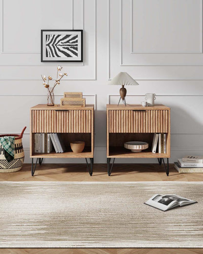 Manhattan Comfort - DUMBO Nightstand with 2 Full Extension Drawers in Golden Brown - Set of 2 - 2-NS001-GB veiw 10
