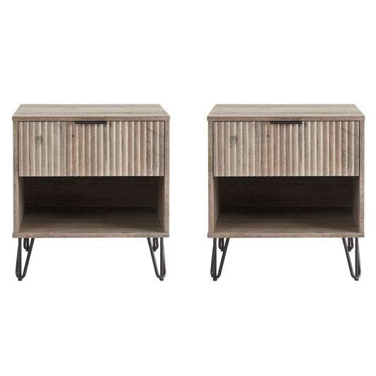 Manhattan Comfort - DUMBO Nightstand with 2 Full Extension Drawers in Rustic Grey - Set of 2 - 2-NS001-GY veiw 1