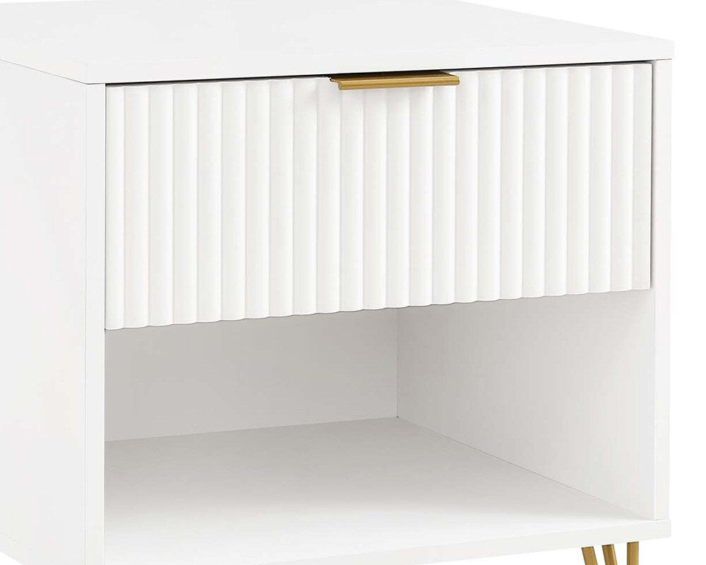 Manhattan Comfort - DUMBO Nightstand with 2 Full Extension Drawers in White - Set of 2 - 2-NS001-WH veiw 8