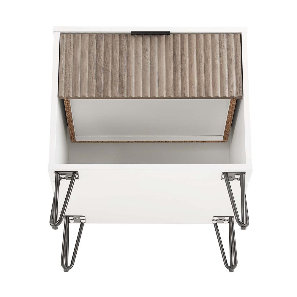 Manhattan Comfort - DUMBO Nightstand with 2 Full Extension Drawers in White and Rustic Grey - Set of 2 - 2-NS001-WG veiw 5