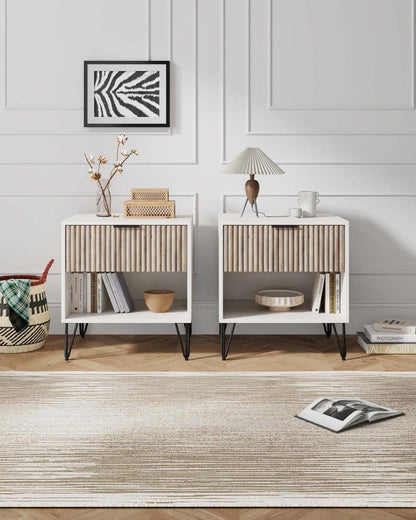 Manhattan Comfort - DUMBO Nightstand with 2 Full Extension Drawers in White and Rustic Grey - Set of 2 - 2-NS001-WG veiw 10