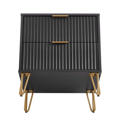 Manhattan Comfort - DUMBO Nightstand with 4 Full Extension Drawers in Black - Set of 2 - 2-NS002-BK veiw 5