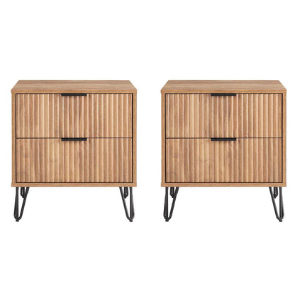 Manhattan Comfort - DUMBO Nightstand with 4 Full Extension Drawers in Golden Brown - Set of 2 - 2-NS002-GB veiw 1