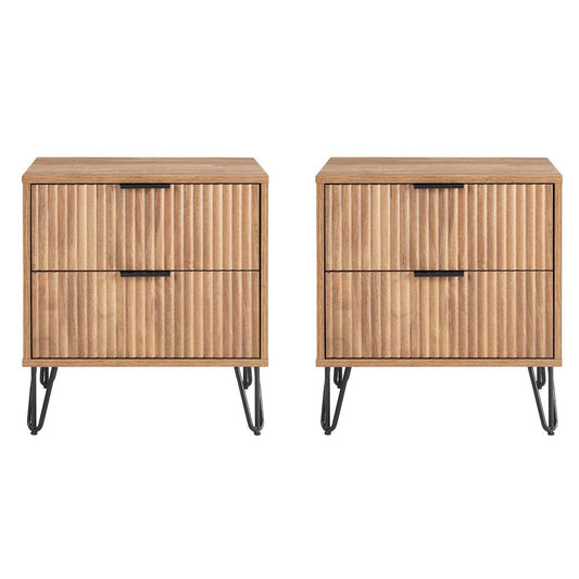 Manhattan Comfort - DUMBO Nightstand with 4 Full Extension Drawers in Golden Brown - Set of 2 - 2-NS002-GB veiw 1
