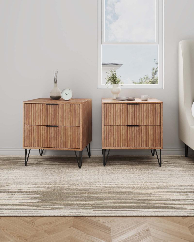 Manhattan Comfort - DUMBO Nightstand with 4 Full Extension Drawers in Golden Brown - Set of 2 - 2-NS002-GB veiw 10