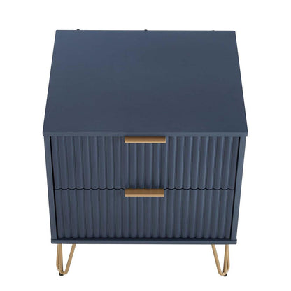 Manhattan Comfort - DUMBO Nightstand with 4 Full Extension Drawers in Midnight Blue - Set of 2 - 2-NS002-MB veiw 3