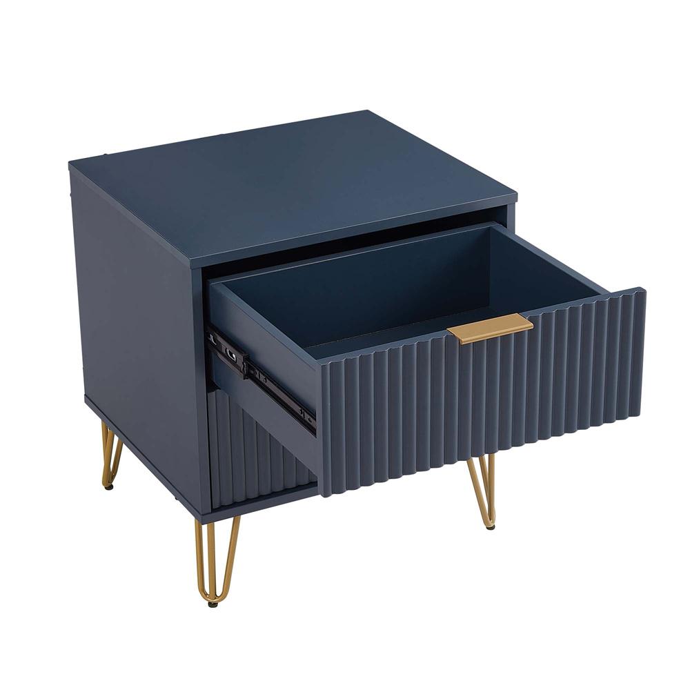 Manhattan Comfort - DUMBO Nightstand with 4 Full Extension Drawers in Midnight Blue - Set of 2 - 2-NS002-MB veiw 4