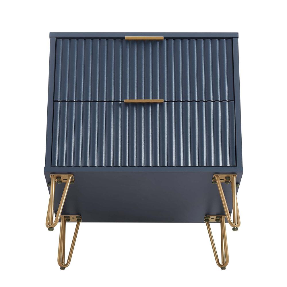 Manhattan Comfort - DUMBO Nightstand with 4 Full Extension Drawers in Midnight Blue - Set of 2 - 2-NS002-MB veiw 5