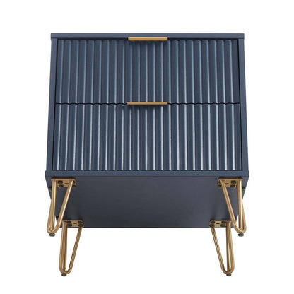 Manhattan Comfort - DUMBO Nightstand with 4 Full Extension Drawers in Midnight Blue - Set of 2 - 2-NS002-MB veiw 5