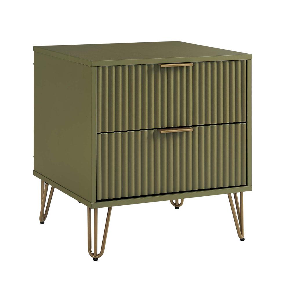 Manhattan Comfort - DUMBO Nightstand with 4 Full Extension Drawers in Olive Green - Set of 2 - 2-NS002-OG veiw 2