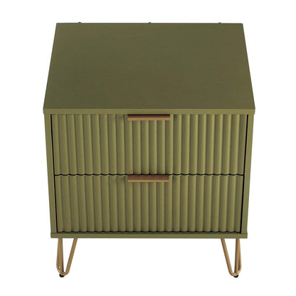 Manhattan Comfort - DUMBO Nightstand with 4 Full Extension Drawers in Olive Green - Set of 2 - 2-NS002-OG veiw 3