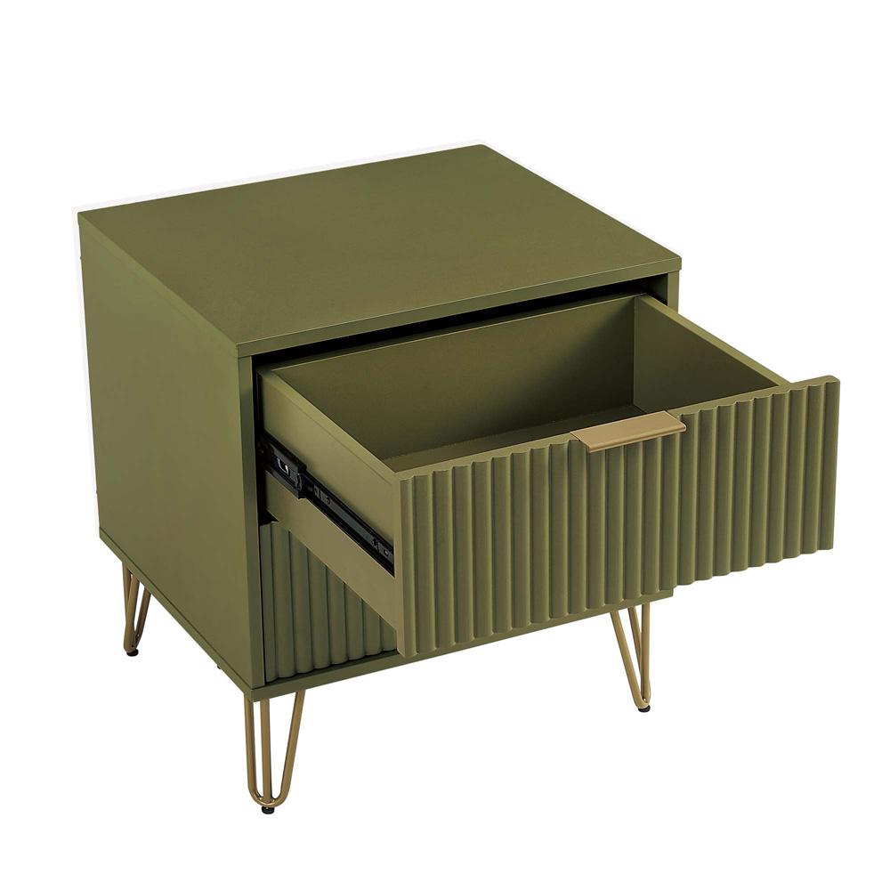 Manhattan Comfort - DUMBO Nightstand with 4 Full Extension Drawers in Olive Green - Set of 2 - 2-NS002-OG veiw 4