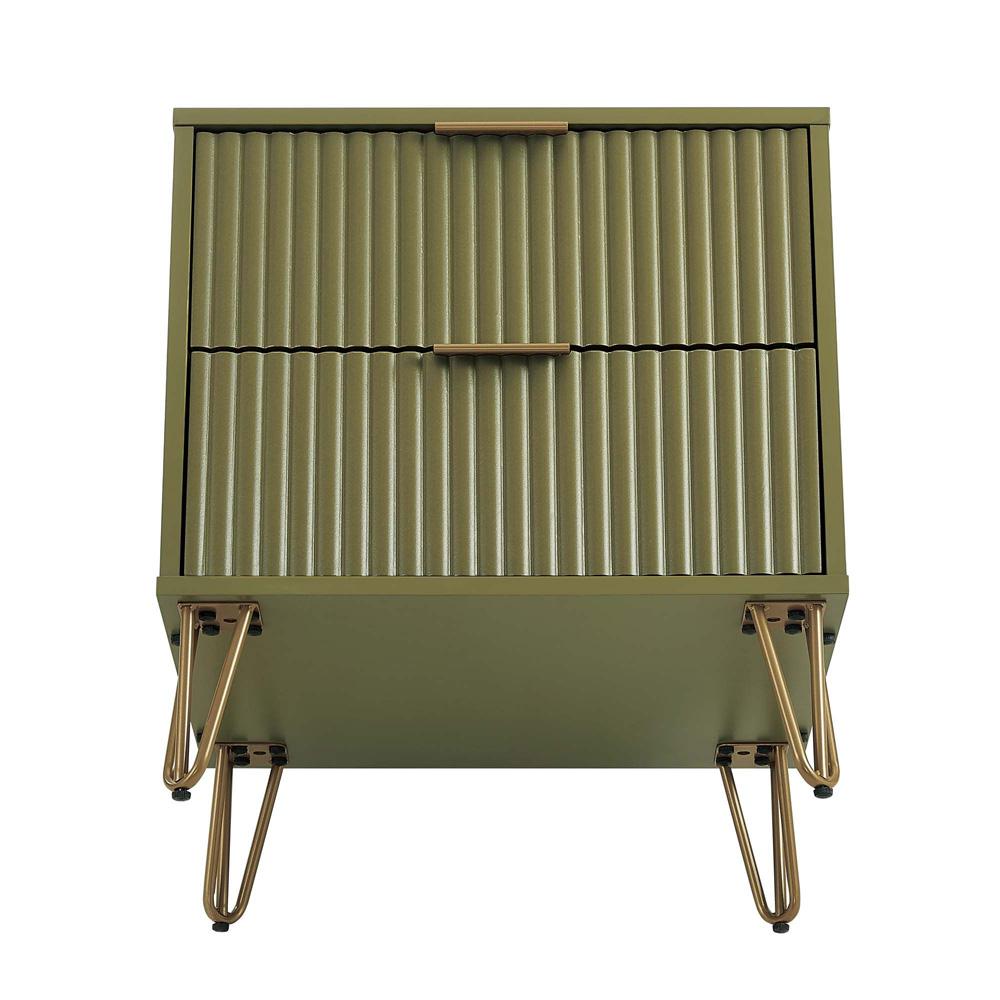 Manhattan Comfort - DUMBO Nightstand with 4 Full Extension Drawers in Olive Green - Set of 2 - 2-NS002-OG veiw 5