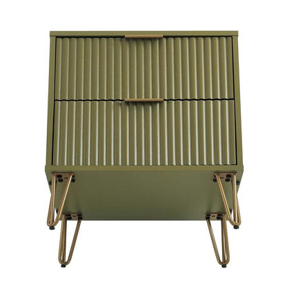 Manhattan Comfort - DUMBO Nightstand with 4 Full Extension Drawers in Olive Green - Set of 2 - 2-NS002-OG veiw 5