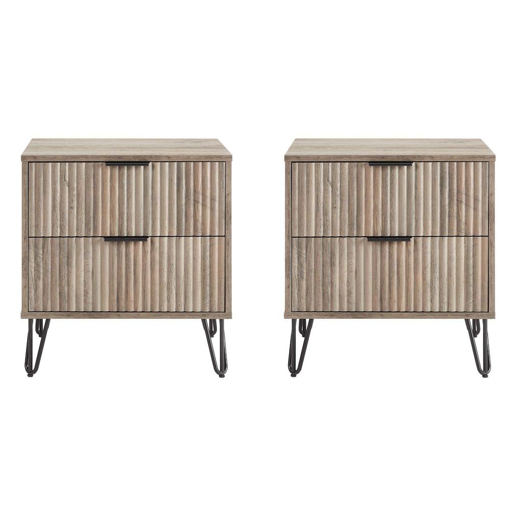 Manhattan Comfort - DUMBO Nightstand with 4 Full Extension Drawers in Rustic Grey - Set of 2 - 2-NS002-GY veiw 1