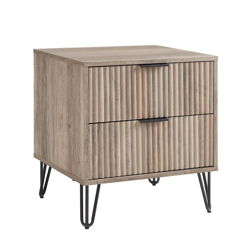 Manhattan Comfort - DUMBO Nightstand with 4 Full Extension Drawers in Rustic Grey - Set of 2 - 2-NS002-GY veiw 2