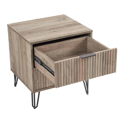 Manhattan Comfort - DUMBO Nightstand with 4 Full Extension Drawers in Rustic Grey - Set of 2 - 2-NS002-GY veiw 4