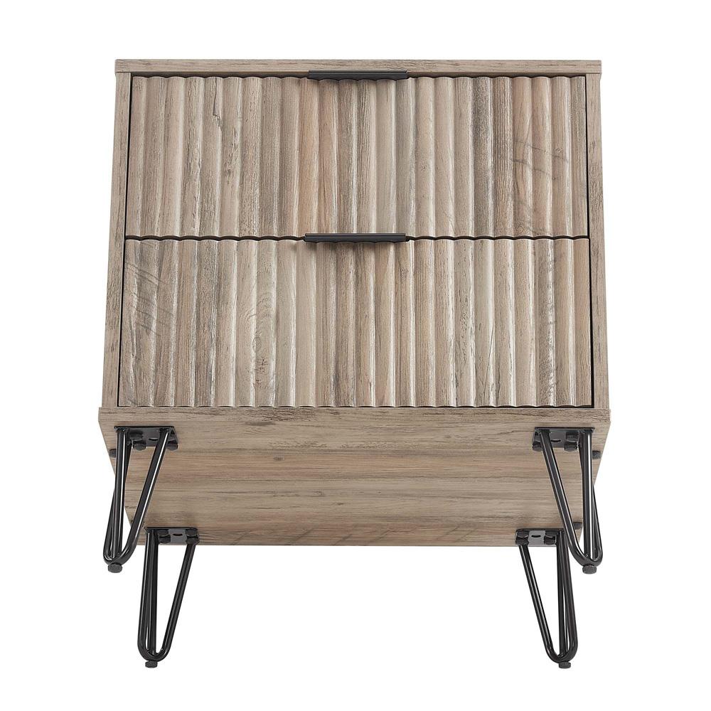 Manhattan Comfort - DUMBO Nightstand with 4 Full Extension Drawers in Rustic Grey - Set of 2 - 2-NS002-GY veiw 5