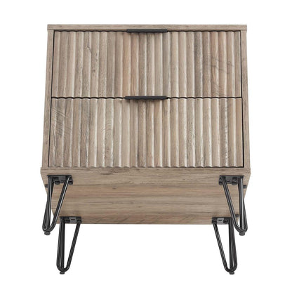 Manhattan Comfort - DUMBO Nightstand with 4 Full Extension Drawers in Rustic Grey - Set of 2 - 2-NS002-GY veiw 5