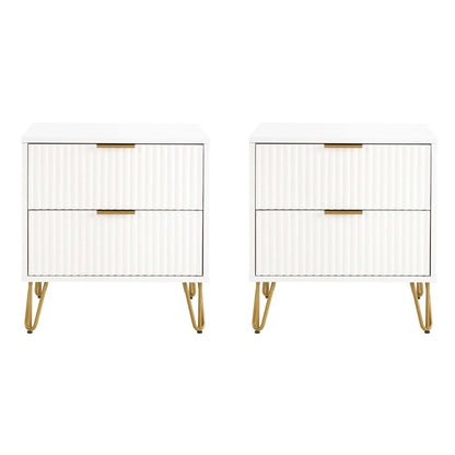 Manhattan Comfort - DUMBO Nightstand with 4 Full Extension Drawers in White - Set of 2 - 2-NS002-WH veiw 1