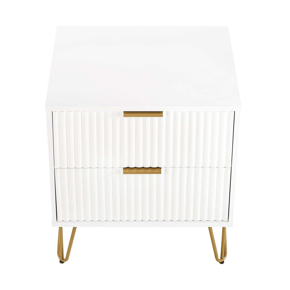 Manhattan Comfort - DUMBO Nightstand with 4 Full Extension Drawers in White - Set of 2 - 2-NS002-WH veiw 2