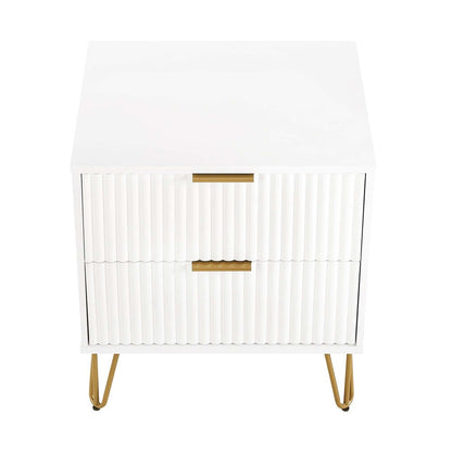 Manhattan Comfort - DUMBO Nightstand with 4 Full Extension Drawers in White - Set of 2 - 2-NS002-WH veiw 2