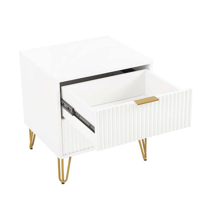 Manhattan Comfort - DUMBO Nightstand with 4 Full Extension Drawers in White - Set of 2 - 2-NS002-WH veiw 4
