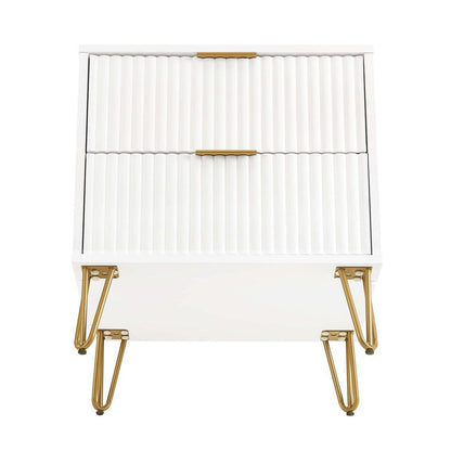 Manhattan Comfort - DUMBO Nightstand with 4 Full Extension Drawers in White - Set of 2 - 2-NS002-WH veiw 5