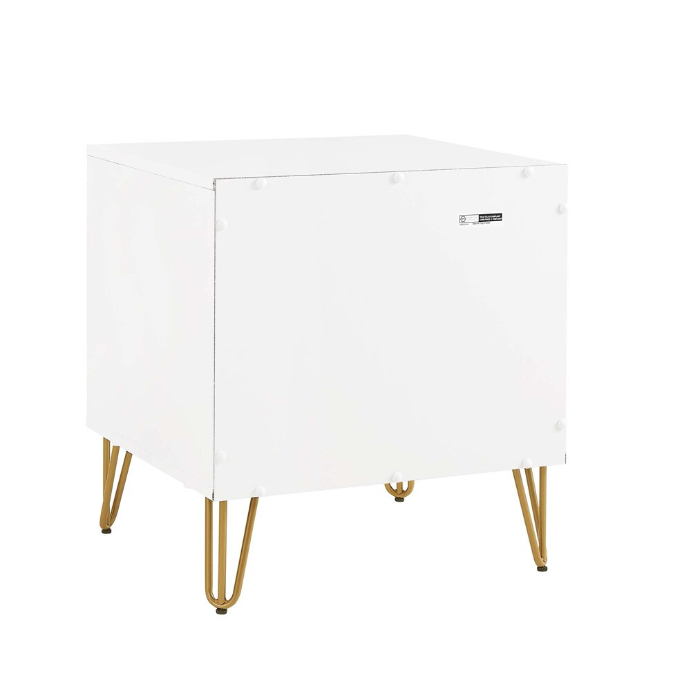 Manhattan Comfort - DUMBO Nightstand with 4 Full Extension Drawers in White - Set of 2 - 2-NS002-WH veiw 7