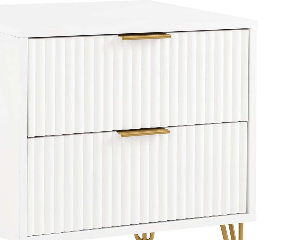Manhattan Comfort - DUMBO Nightstand with 4 Full Extension Drawers in White - Set of 2 - 2-NS002-WH veiw 8