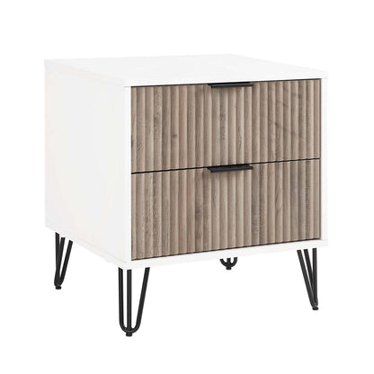 Manhattan Comfort - DUMBO Nightstand with 4 Full Extension Drawers in White and Rustic Grey - Set of 2 - 2-NS002-WG veiw 2