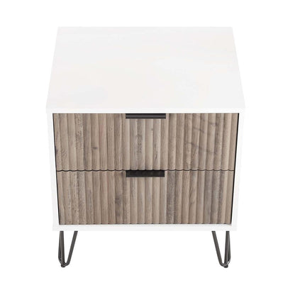 Manhattan Comfort - DUMBO Nightstand with 4 Full Extension Drawers in White and Rustic Grey - Set of 2 - 2-NS002-WG veiw 3
