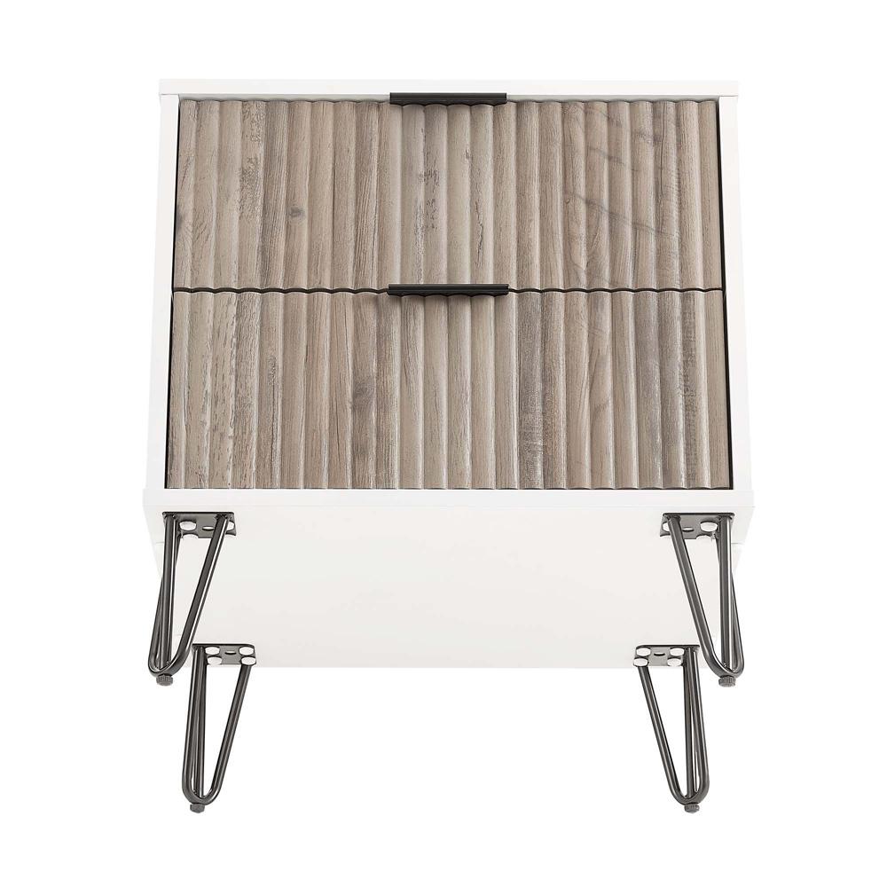Manhattan Comfort - DUMBO Nightstand with 4 Full Extension Drawers in White and Rustic Grey - Set of 2 - 2-NS002-WG veiw 5