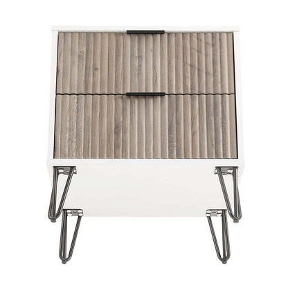 Manhattan Comfort - DUMBO Nightstand with 4 Full Extension Drawers in White and Rustic Grey - Set of 2 - 2-NS002-WG veiw 5