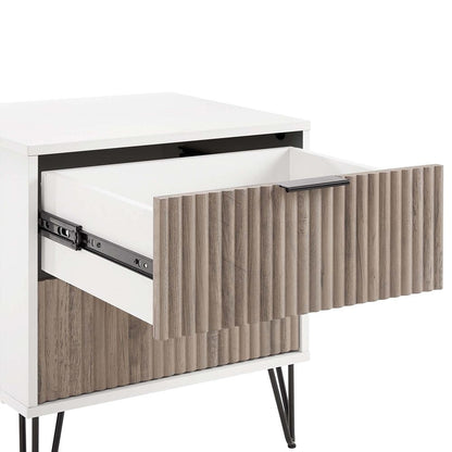 Manhattan Comfort - DUMBO Nightstand with 4 Full Extension Drawers in White and Rustic Grey - Set of 2 - 2-NS002-WG veiw 6