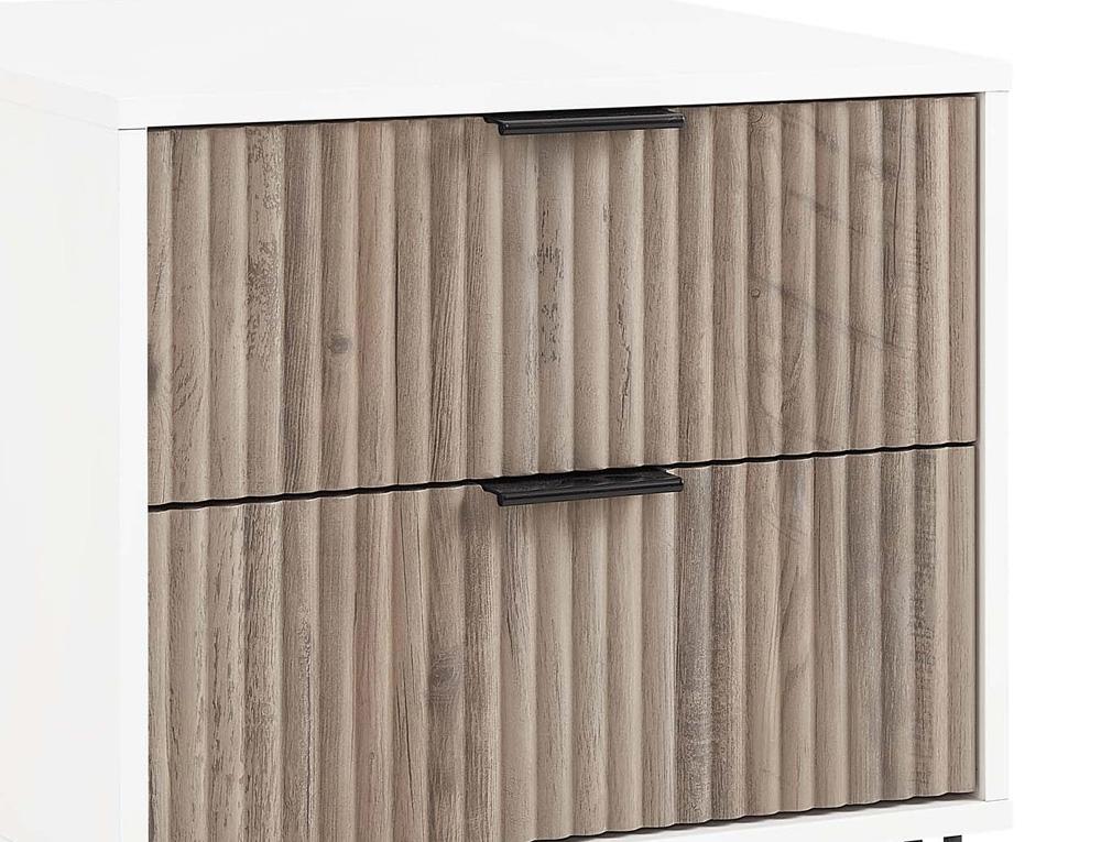 Manhattan Comfort - DUMBO Nightstand with 4 Full Extension Drawers in White and Rustic Grey - Set of 2 - 2-NS002-WG veiw 8