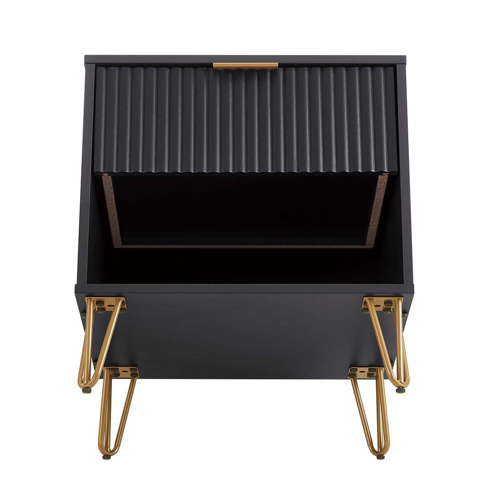 Manhattan Comfort - DUMBO Nightstand with 1 Full Extension Drawers in Black - NS001-BK veiw 5