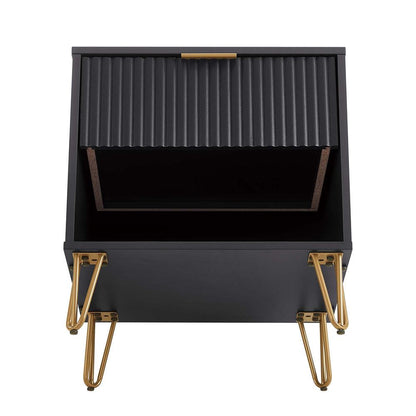 Manhattan Comfort - DUMBO Nightstand with 1 Full Extension Drawers in Black - NS001-BK veiw 5