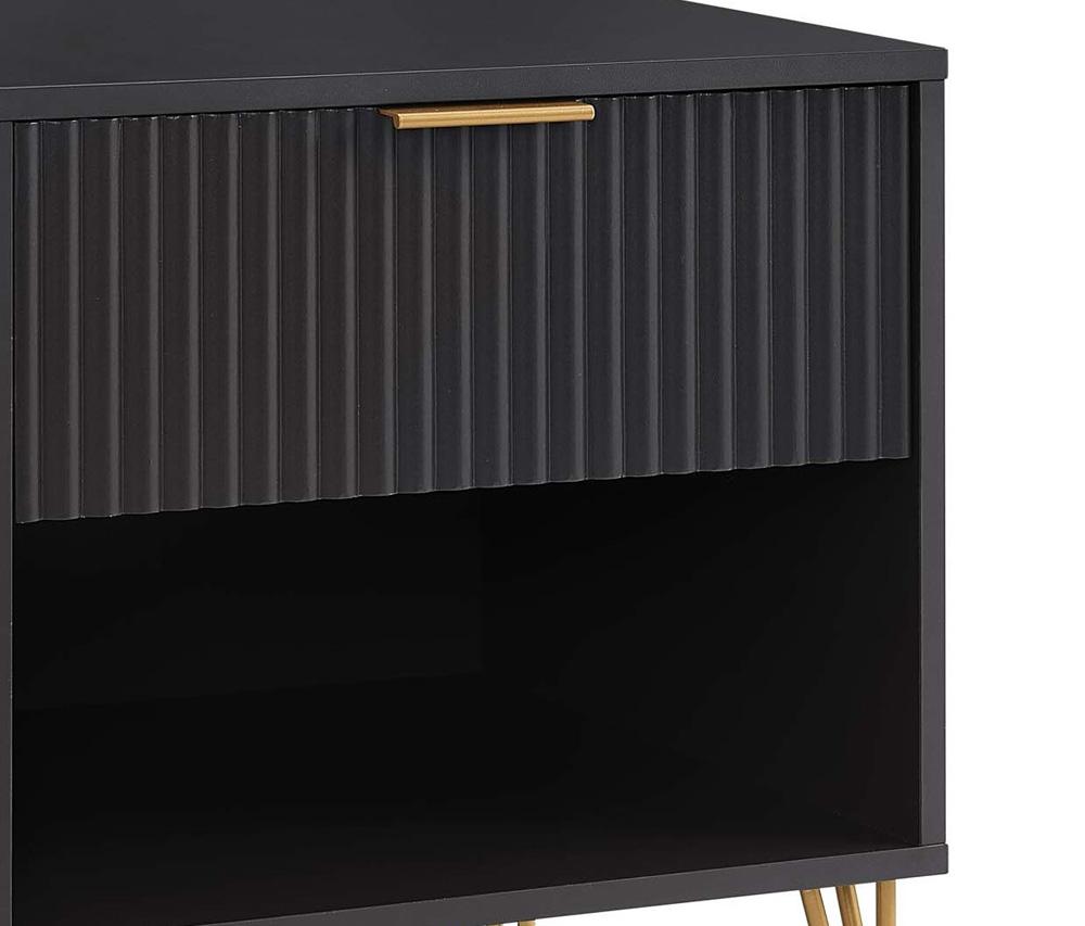 Manhattan Comfort - DUMBO Nightstand with 1 Full Extension Drawers in Black - NS001-BK veiw 8