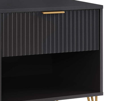 Manhattan Comfort - DUMBO Nightstand with 1 Full Extension Drawers in Black - NS001-BK veiw 8