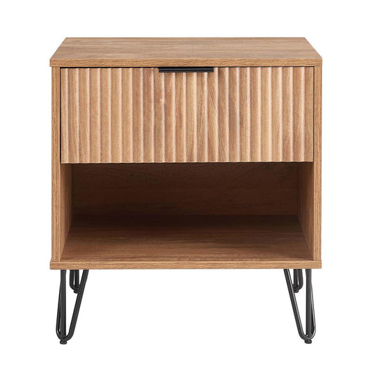 Manhattan Comfort - DUMBO Nightstand with 1 Full Extension Drawers in Golden Brown - NS001-GB veiw 1