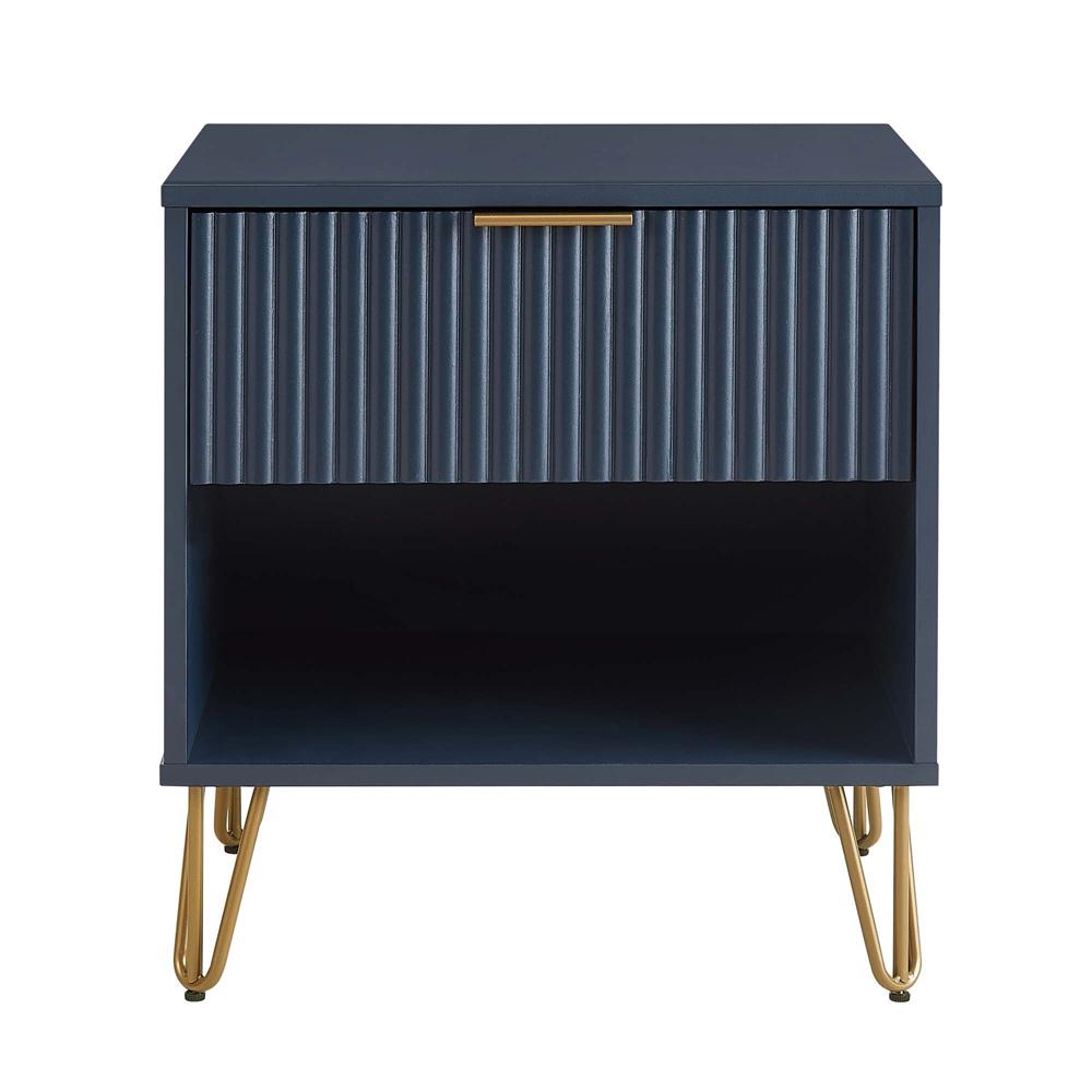 Manhattan Comfort - DUMBO Nightstand with 1 Full Extension Drawers in Midnight Blue - NS001-MB veiw 1