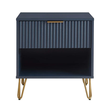 Manhattan Comfort - DUMBO Nightstand with 1 Full Extension Drawers in Midnight Blue - NS001-MB veiw 1